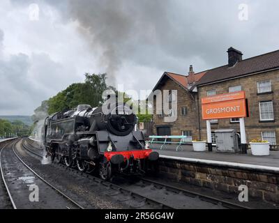 Dampfeisenbahn am Bahnhof Grosmont 5 Stockfoto