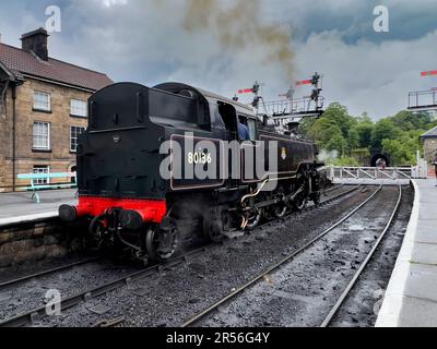 Dampflokomotive am Bahnhof Grosmont Stockfoto