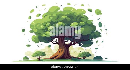 Grüner Cartoon-Baum. Baum isoliert auf weißem Hintergrund. Grüner Baum für Ihr Design. Vektordarstellung Stock Vektor
