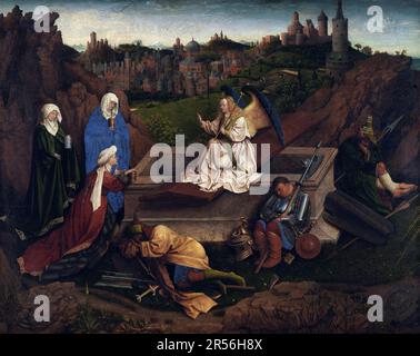 The Three Marys at the Tomb von Jan van Eyck (ca.1390-1441) oder Hubert van Eyck, Öl an der Tafel, ca. 1425-35 Stockfoto