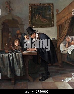 Jan Steen. The Doctor's Visit des niederländischen Künstlers aus dem Goldenen Zeitalter, Jan Havickszoon Steen (c. 1626-1679), Öl auf Platte, c. 1665 Stockfoto