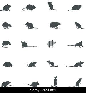 Maus-Silhouette, Maus-Maus-Maus-Maus-Silhouette, Maus-Vektor-Art Stock Vektor