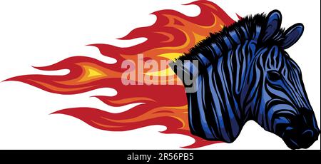 zebra Kopf mit Flammen Vektor Illustration Design Stock Vektor