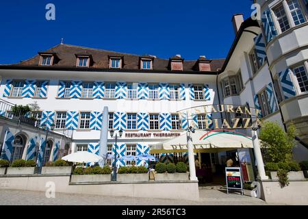 La Piazza Restaurant. Schaffhausen. Die Schweiz Stockfoto