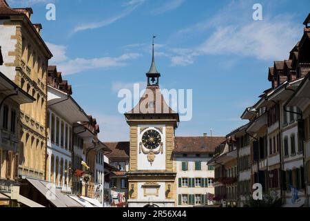 Die Schweiz. Kanton Fribourg. Murten. Morat. das berner Tor Stockfoto