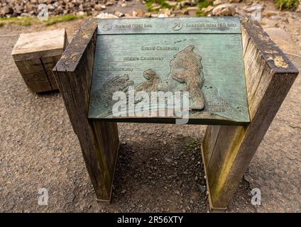 Karte der Küste des Giant's Causeway, Bushmills, County Antrim, Nordirland, eine berühmte UNESCO-Weltkulturerbestätte. Stockfoto