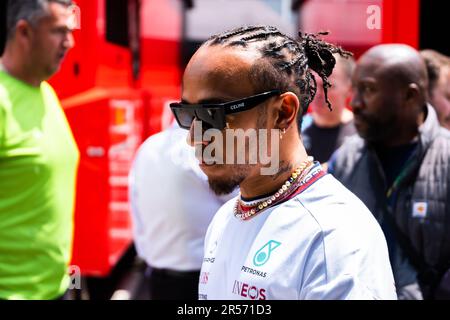 Circuit de Barcelona-Catalunya, Barcelona, SpainMonaco, 1. Juni 2023: Lewis Hamilton , während des Formel 1 Grand Prix von Monaco Stockfoto