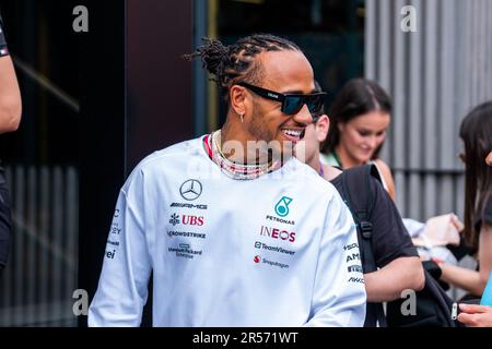 Circuit de Barcelona-Catalunya, Barcelona, SpainMonaco, 1. Juni 2023: Lewis Hamilton , während des Formel 1 Grand Prix von Monaco Stockfoto