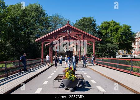 Norwegen. Trondheim. Altstadtbrücke Stockfoto