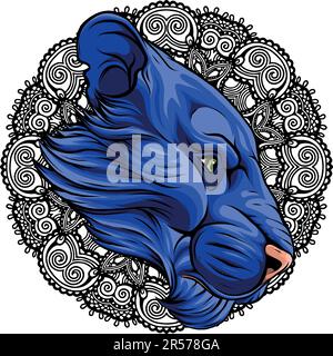 vektordarstellung des Leiters der Löwin und des Mandalas Stock Vektor