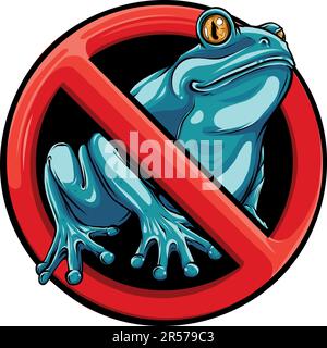 Stop Frosch. Verboten Red Road Sign. Verbot Kröte. Kein Vektor Illustration. Stock Vektor