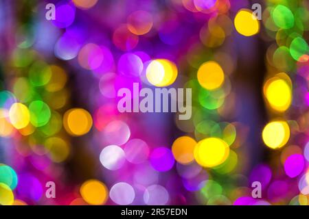 Abstrakt festlich eleganter Hintergrund mit verschwommenem Bokeh Lichter und Sterne Textur Stockfoto