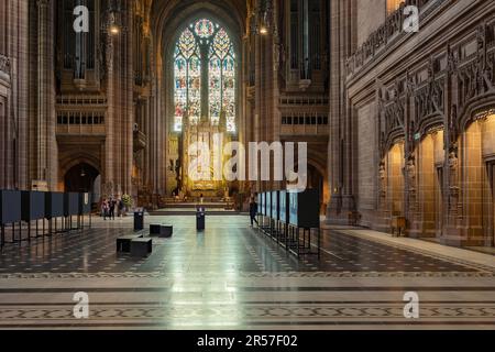 Liverpool, vereinigtes Königreich 16. Mai 2023 Innenansicht der größten Kathedrale im Vereinigten Königreich Stockfoto