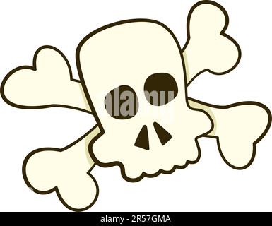 Schädel und Kreuzbein. Zeichentrickfilm. Vektordarstellung Stock Vektor