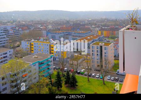 Karlsruhe, Durlach, Wohnblock, Smog, Nebel Stockfoto