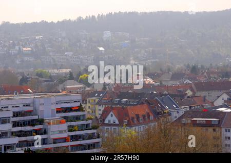 Karlsruhe, Durlach, Wohnblock, Smog, Nebel, Wohnsilo, Terrassenhaus Stockfoto