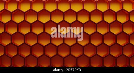 Rote Wabe oder Sechseck Hintergrund uns als Header oder Hintergrund, 3D Rendering Stockfoto