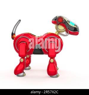 Cyber-Dog-Cartoon, Seitenansicht, 3D-Darstellung Stockfoto