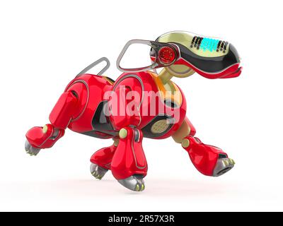 Cyber-Dog-Cartoon läuft, 3D-Abbildung Stockfoto