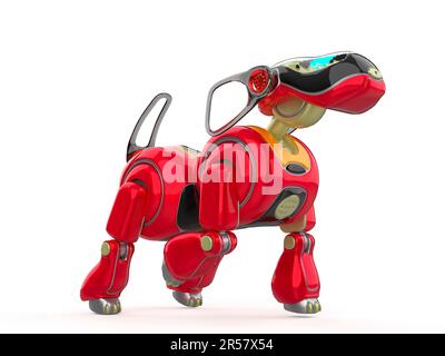 Cyber-Dog-Cartoon im Stehen, 3D-Darstellung Stockfoto