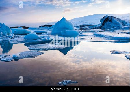 Jokullsarlon, Gletschersee, Fjord, Vatnajokull, J???lsarlon, Vatnaj????l, Island Stockfoto