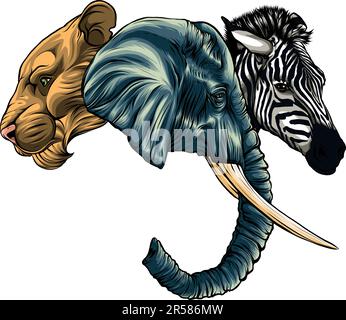 vektordarstellung eines Tierkopfes afrikas Stock Vektor