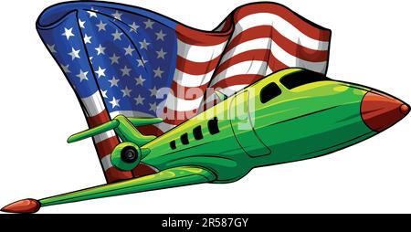 vektor-Illustration von Flugzeug mit amerikanischer Flagge Stock Vektor
