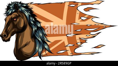 vektordarstellung eines Pferdekopfes mit britischer Flagge Stock Vektor