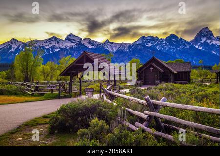 Kapelle der Transfiguration im Grand Teton National Park, Wyoming Stockfoto