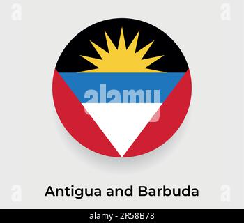 Darstellung des Symbols für die Antigua- und Barbuda-Fahne mit rundem Kreis und Vektor Stock Vektor