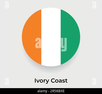 Ivory Coast Fahne Blase Kreis kreisförmiges Symbol Vektordarstellung Stock Vektor