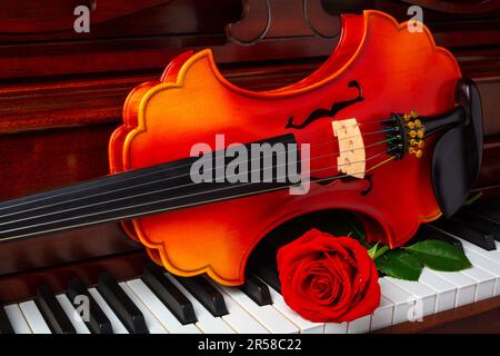 Schöne Rose Und Barocke Violin Stockfoto