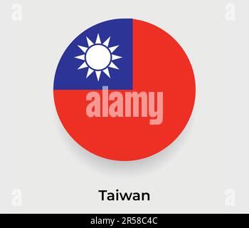 Darstellung des Symbols mit rundem Kreis der Taiwan-Flagge (Vektor) Stock Vektor