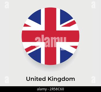 Vektordarstellung des Symbols mit rundem Kreis der britischen Flagge Stock Vektor