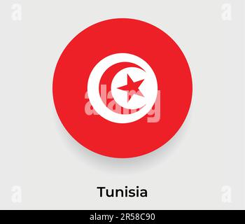 Darstellung des Symbols der tunesischen Flagge mit rundem Kreis und Vektor Stock Vektor