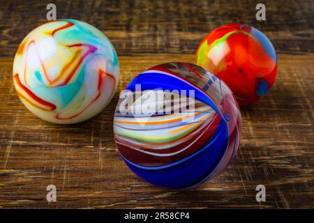 Wunderbares Kindheits-Glas-Murmeln-Still-Life Stockfoto
