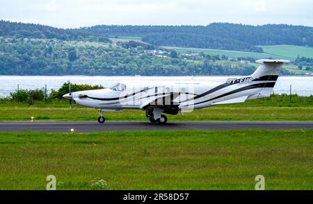 OY-EUR - Pilatus PC-12/47E [1479] DS Eurowind-Flugzeuge landen auf Dundee's Riverside Airport, Schottland Stockfoto