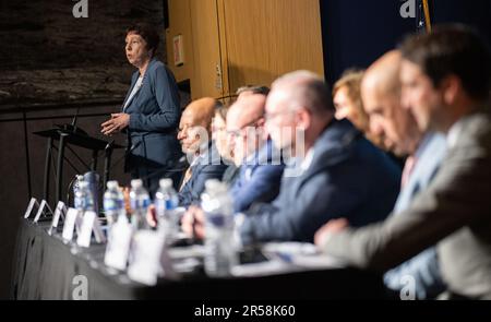 Washington, Vereinigte Staaten Von Amerika. 31. Mai 2023. Washington, Vereinigte Staaten von Amerika. 31. Mai 2023. Nicola Fox, Associate Administrator der NASA, Direktion Wissenschaftsmission, spricht auf einer öffentlichen Sitzung des Unidentified Anomalous Phenomena Independent Study Teams im Gebäude des NASA-Hauptquartiers von Mary W. Jackson am 31. Mai 2023 in Washington, DC. Die UAP-Arbeitsgruppe sucht nach Antworten auf die gemeinhin als UFO bezeichneten Themen. Kredit: Joel Kowsky/NASA/Alamy Live News Stockfoto