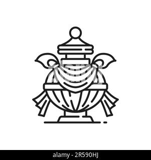 Buddhismus-Symbol der Bumpa-Vase, buddhistisches religiöses Vektorsymbol. Der tibetische Buddhismus acht versprechende Zeichen der heiligen Kumbha-Vase aus dem Hinduismus, Buddha oder A. Stock Vektor