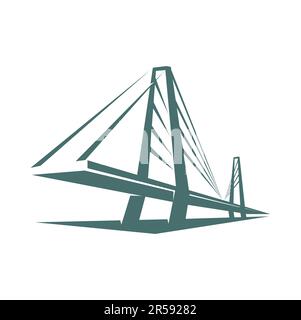 Brückensymbol, Straßenbau, Transportunternehmen und Straßenbauvektorsymbol. Brückensymbol für Architektur, Geschäftstechnologie, Versicherungen Stock Vektor
