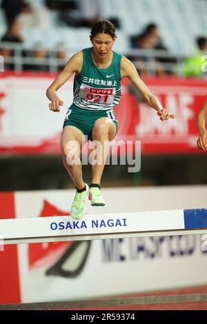 Osaka, Japan. 1. Juni 2023. Manami Nishiyama Athletics : das Japan Track & Field National Championships 107. Frauenfinale 3000mSC im Yanmar Stadium Nagai in Osaka, Japan . Kredit: Naoki Morita/AFLO SPORT/Alamy Live News Stockfoto