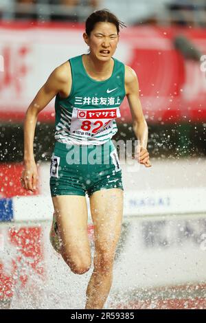 Osaka, Japan. 1. Juni 2023. Manami Nishiyama Athletics : das Japan Track & Field National Championships 107. Frauenfinale 3000mSC im Yanmar Stadium Nagai in Osaka, Japan . Kredit: Naoki Morita/AFLO SPORT/Alamy Live News Stockfoto
