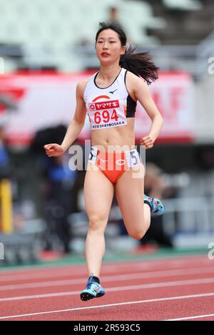 Osaka, Japan. 1. Juni 2023. Haruka Taji Athletics : die Japan Track & Field National Championships 107. Women's 100m Heat im Yanmar Stadium Nagai in Osaka, Japan . Kredit: Yohei Osada/AFLO SPORT/Alamy Live News Stockfoto