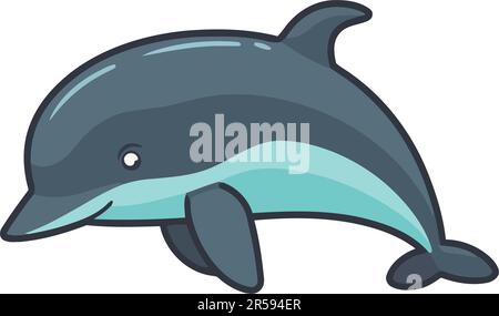 Süßer Delfin springt über Weiß Stock Vektor