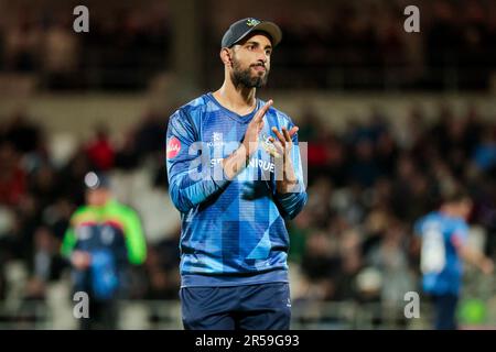 Leeds, England - 01/06/2023 - Cricket - Vitality T20 Blast: North Group - Yorkshire Vikings V Lancashire Lightning - Headingley Stadium, Leeds, England - Yorkshire's Shan Masood. Kredit: SWpix/Alamy Live News Stockfoto