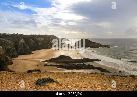 Alteirinhos Beach in Zambujeira do Mar. Alentejo-Küste, Portugal. Stockfoto