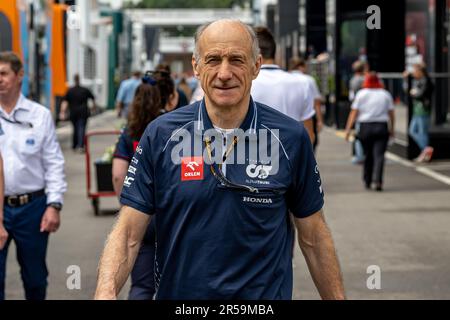 Barcelona, Spanien. 01. Juni 2023. CIRCUIT DE BARCELONA-CATALUNYA, SPANIEN - JUNI 01: Franz Tost, AlphaTauri AT04 während des spanischen Grand Prix auf dem Circuit de Barcelona-Catalunya am Donnerstag, den 01. Juni 2023 in Montmelo, Spanien. (Foto: Michael Potts/BSR Agency) Kredit: BSR Agency/Alamy Live News Stockfoto