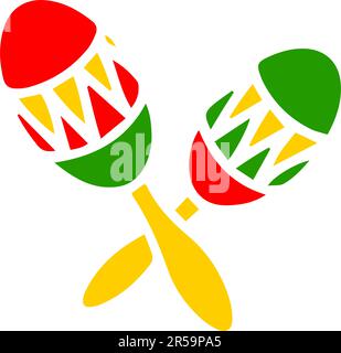 Maracas-Symbol. Vektordarstellung von blauem und rotem Maraca und Instrumentenschild. Abbildung von Maraca und Maracas Stock Vektor