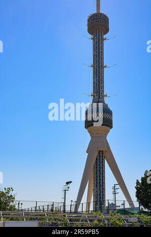 Taschkent Fernsehturm vom Park an der Gedenkstätte für die Opfer der Repression in Taschkent, Usbekistan gesehen Stockfoto