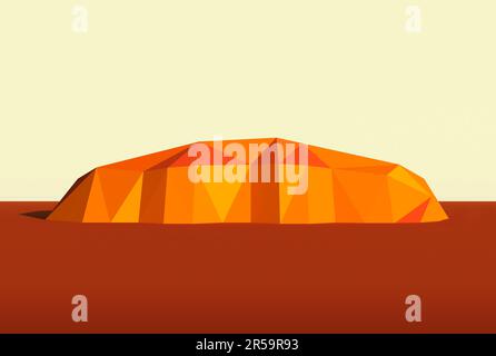 Low Poly Ayers Rock Mountain, Australien Stockfoto